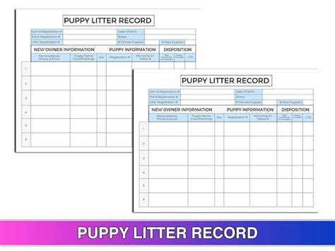 Puppy Litter Record Canva Template Us Letter Size Printable Pdf