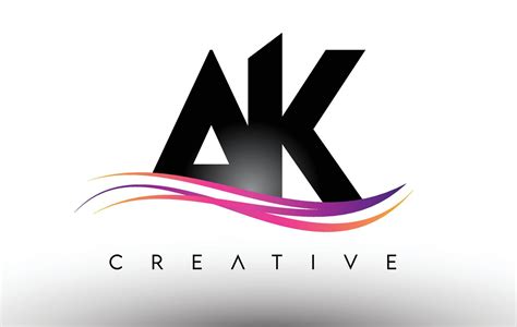 Ak Logo Letter Design Icon Ak Letters With Colorful Creative Swoosh