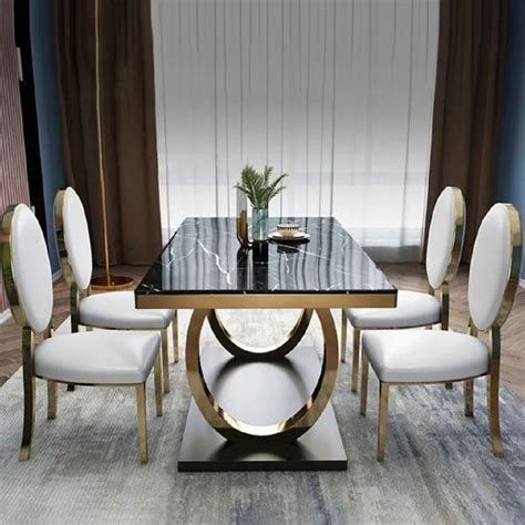 Stainless Steel Ss Pvd Coated Dining Table 6 Seater At Rs 85000 Piece