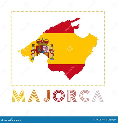 Majorca Logo. Map of Majorca with Island Name and. Stock Vector