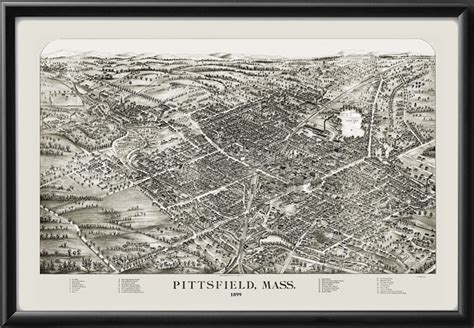 Pittsfield Ma 1899 Restored Map Vintage City Maps