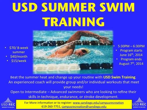 Sign Up For Usd Summer Swim Training Registration Is Online