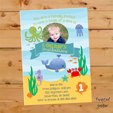 Under The Sea Birthday Invitation First Birthday Invitation Etsy Boys First Birthday Party