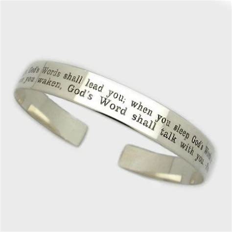 Long Message Engraved Bracelet, Sterling Silver Bangle, Inspirational ...