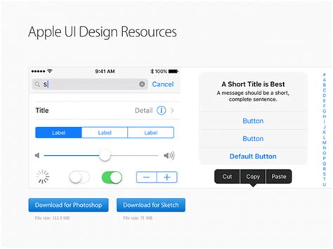 Apple UI Design Resources for Photoshop and Sketch - Freebiesbug