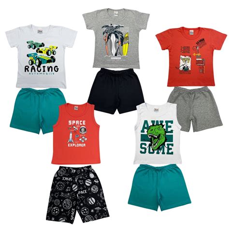 Kit 5 Conjuntos de Roupa Infantil Para Bebê Menino 10 peças