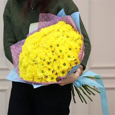 Купить букет 13 Желтых хризантем, Доставить букет из 13 Желтых ...