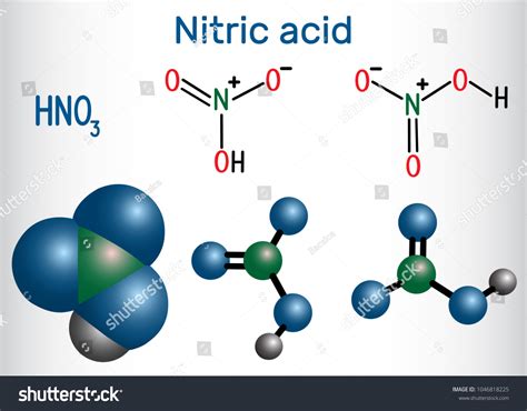 nitric acid hno molecule highly corrosive stock vector royalty