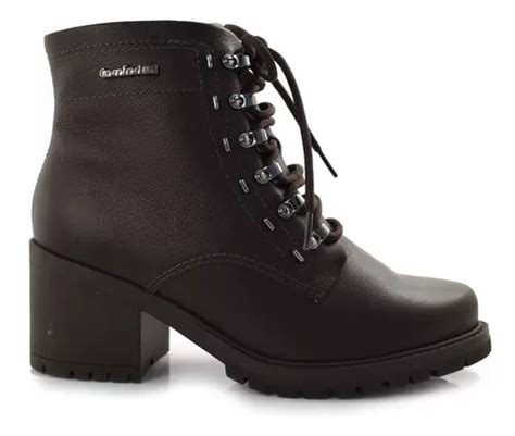 Bota Feminina Comfortflex Em Couro Tratorada 2377302 Marrom Frete grátis