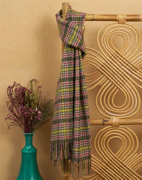 Cashmere Plaid Scarf Sorrel Brora