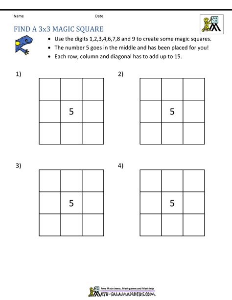 Magic Square Worksheets