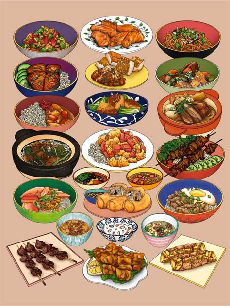 Asian American Feast Art Print | Food Illustration | Cookbook Art | Food illustrations, Food ...