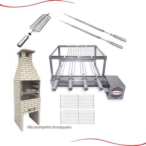 Kit Grill Inox Gira Espetos Especial P Pr Moldadas Cm