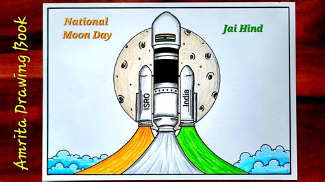 National Moon Day Drawing Easy Chandra Dinam Poster International