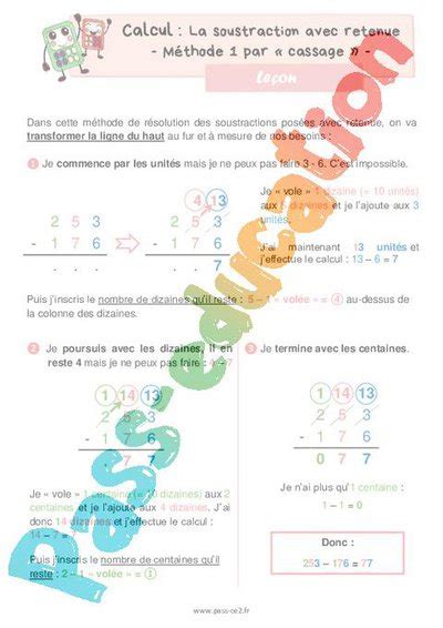 La Soustraction Avec Retenue M Thode Par Cassage Le On De