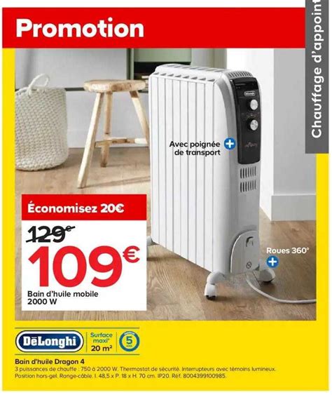 Promo Bain D Huile Mobile W Dragon D Longhi Chez Castorama