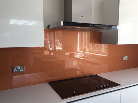 Copper Coloured Painted Glass Kitchen Splashback Copper Splashback