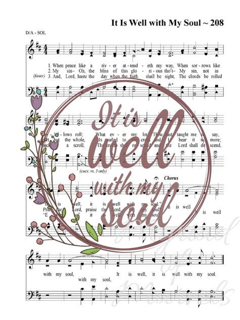 It is Well With My Soul Hymn Wall Art Printable Hymn Art | Etsy