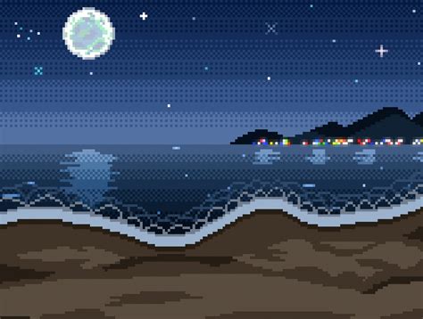 pixilart night beach pixel art landscape pixel art background