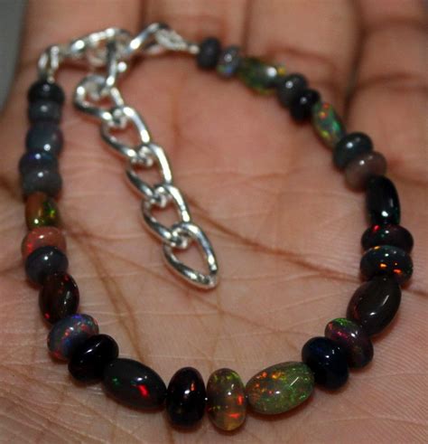 Crt Natural Ethiopian Welo Smoked Opal Beads Nuggets Bracelet