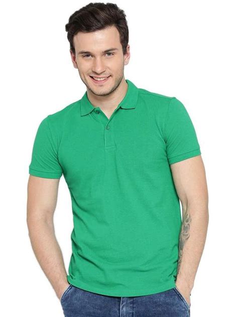 Buy Fastoche Men Green Cotton Blend Polo Tshirt 40 Online At Best