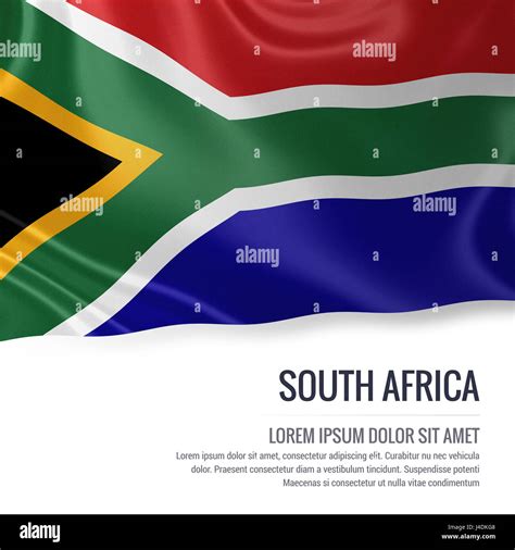 Silky Flag Of South Africa Waving On An Isolated White Background With