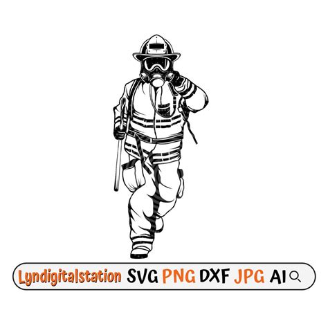 Firefighter Svg Fireman Clipart Fire Fighter Cut File Fireman Stencil Rescuer Hero T Shirt