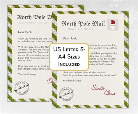 Editable Letter From Santa Official Santa Approved North Pole Mail Easy Instant Download