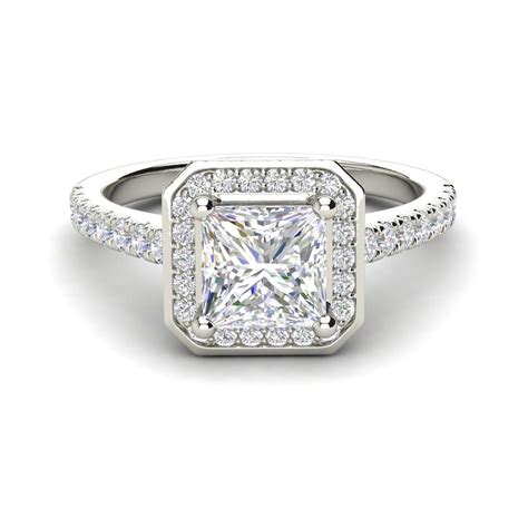 Halo Pave Carat Si D Princess Cut Diamond Engagement Ring Treated