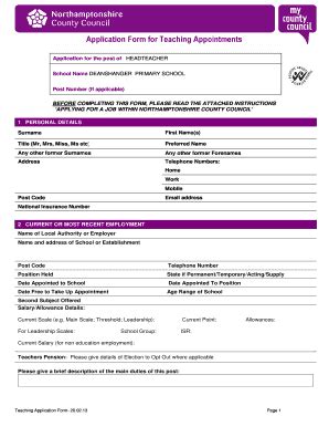 Fillable Online Tes Co Application Form For Teaching Appointments Tes