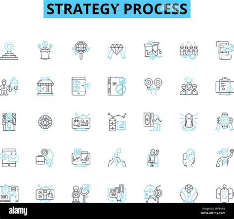 Juego De Iconos Lineales De Proceso De Estrategia Planificaci N