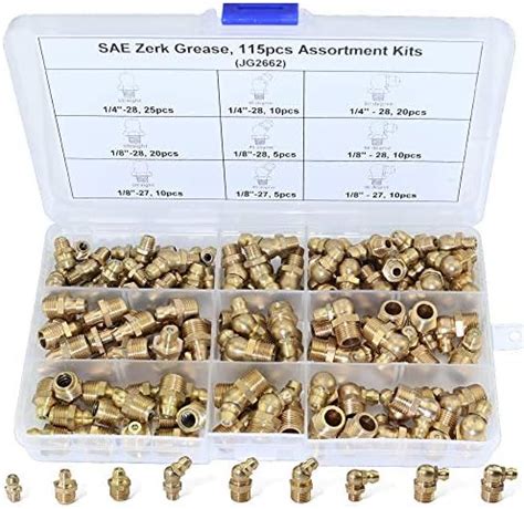 Amazon Boeray 115pcs 1 4 1 8 Hydraulic Grease Brass Zerk Fitting