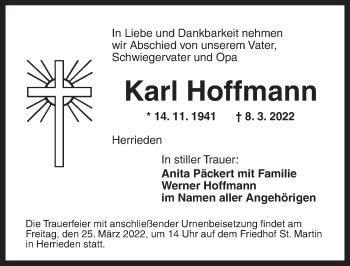 Traueranzeigen Von Karl Hoffmann Trauer Flz De