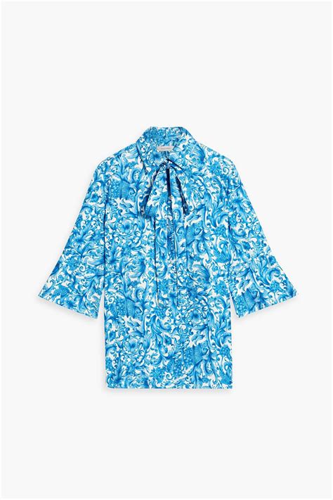 Valentino Garavani Pussy Bow Floral Print Silk Twill Blouse The Outnet