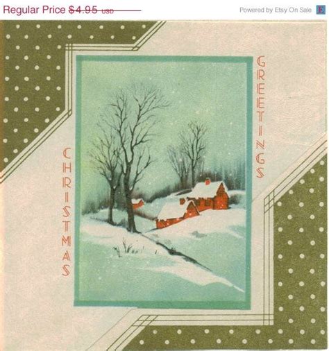 Vintage Christmas Card Winter Snow Scene Unused | Etsy | Vintage ...