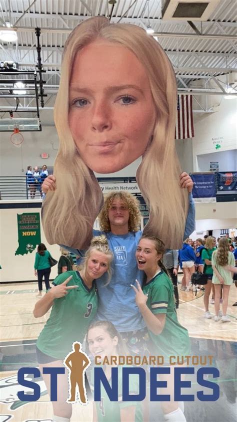 High School Volleyball Players With Cardboard Cutout Bighead Hockey