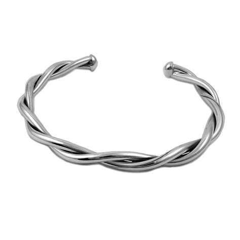 Hallmarked Sterling Silver Twisted Rope Bracelet Cuff Handmade