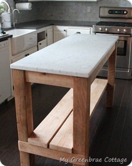 Reclaimed Wood Kitchen Island with Marble Top