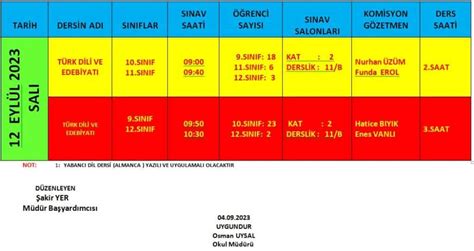 E T M Ve Ret M Yili Eyl L Ayi Sorumluluk Sinav Programi