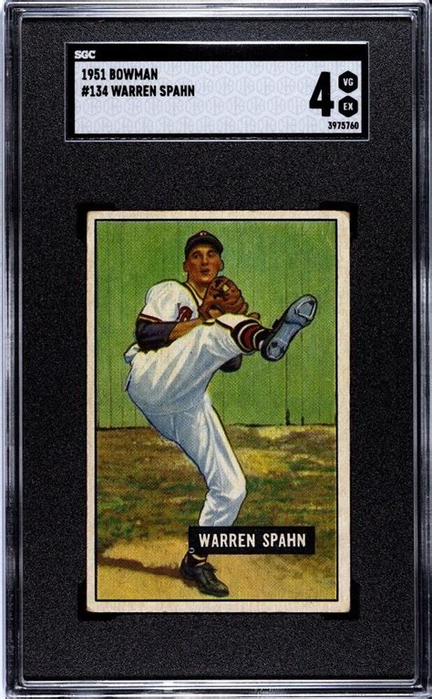 1951 Bowman 134 Warren Spahn HOF Braves SGC 4 VG EX EBay