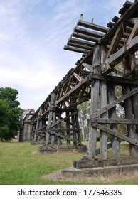 Historic Rail Bridge Over Murrumbidgee River Stock Photo