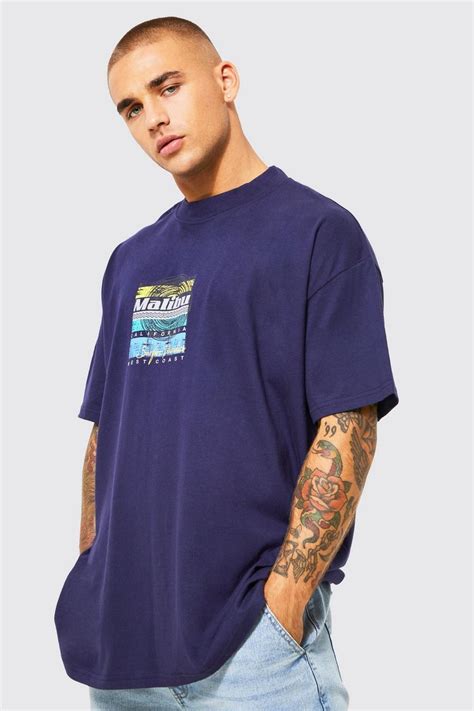 Oversized Extended Neck Graphic T Shirt Boohoo