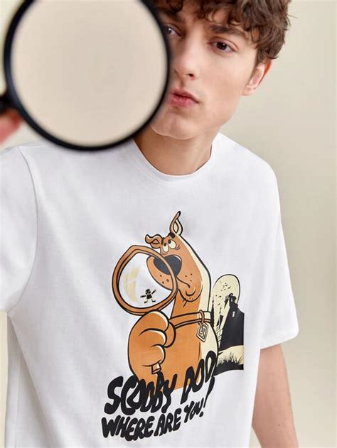 Scooby Doo X Shein Manfinity Emrg Men Cotton Slogan Cartoon Graphic