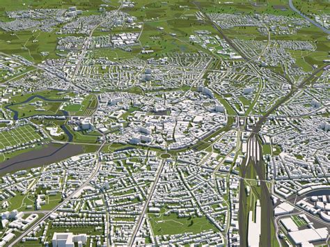 Mapa de la ciudad de Münster Alemania 50x50km Modelo 3D 149 max