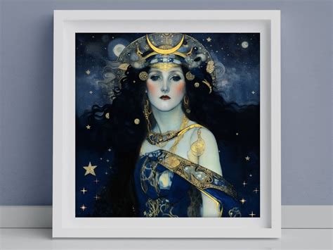 Nyx Print Dark Blue Wall Art Gift For Her Goddess Of Night Greek