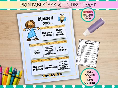 Printable Beatitudes Bible Craft For Kids Beatitude Craft Christian