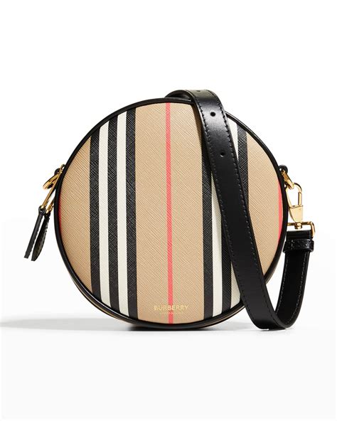 Burberry Louise Icon Stripe E Canvas Round Crossbody Bag Neiman Marcus