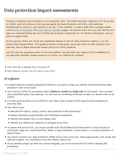 Data Protection Impact Assessments 1 1 Pdf Risk