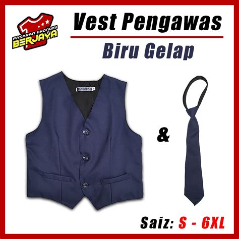 Vest Pengawas Biru Tua Sekolah Rendah Menengah Ready Stock