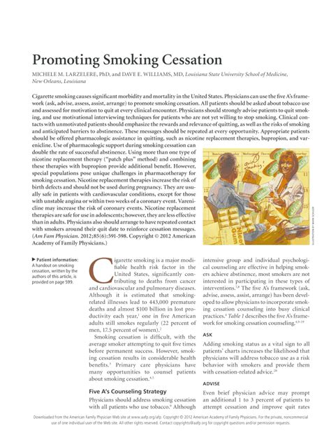 Fillable Online Promoting Smoking Cessation Fax Email Print Pdffiller